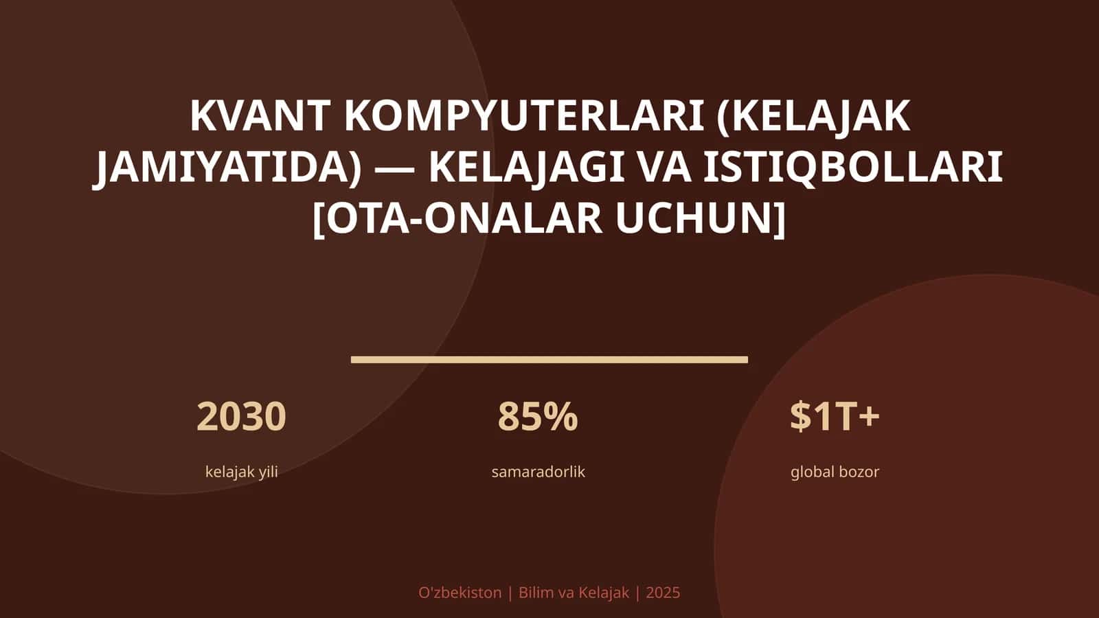 KVANT KOMPYUTERLARI (KELAJAK JAMIYATIDA) — KELAJAGI VA ISTIQBOLLARI [OTA-ONALAR UCHUN] 1