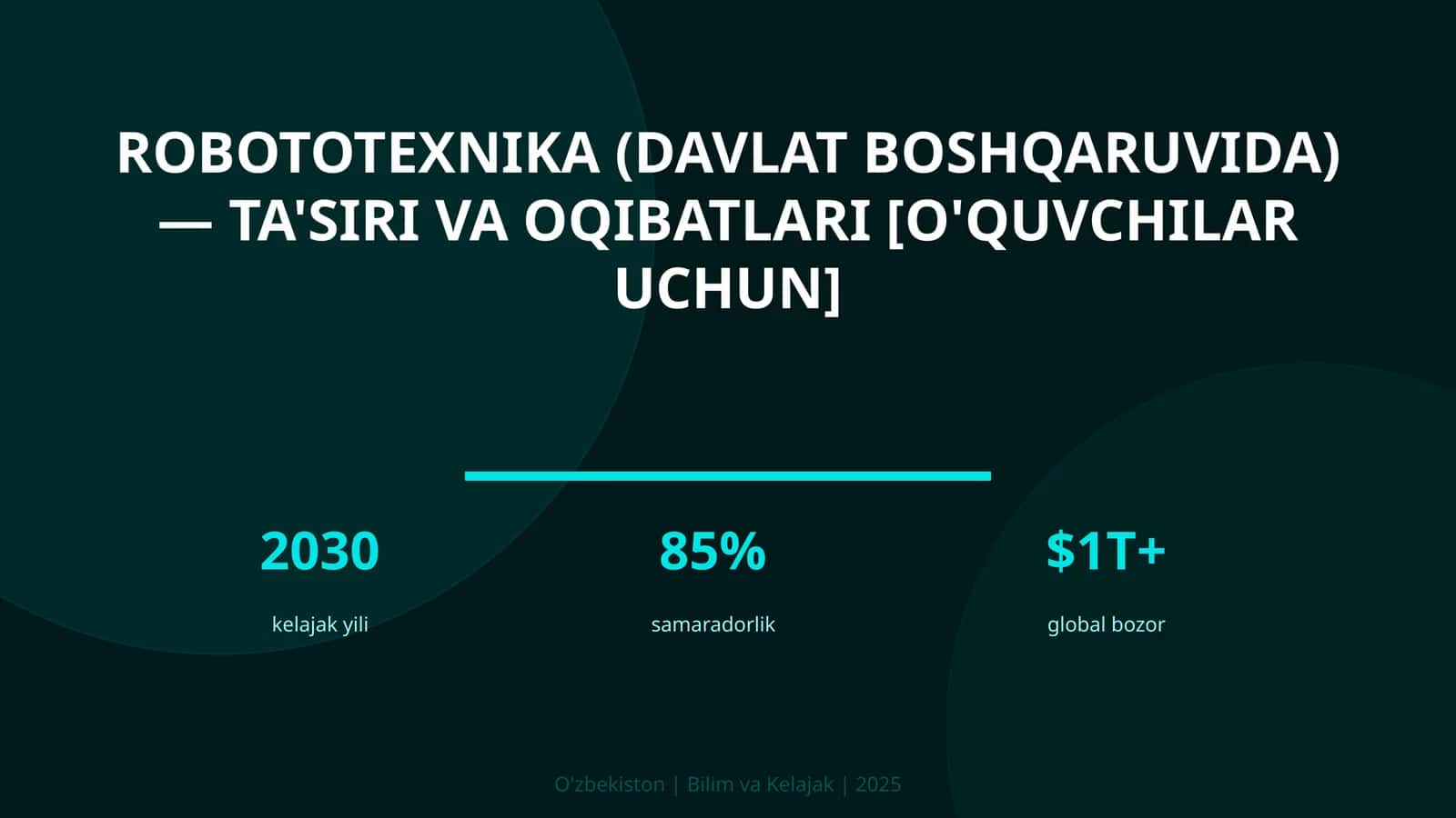 ROBOTOTEXNIKA (DAVLAT BOSHQARUVIDA) — TA'SIRI VA OQIBATLARI [O'QUVCHILAR UCHUN] 1