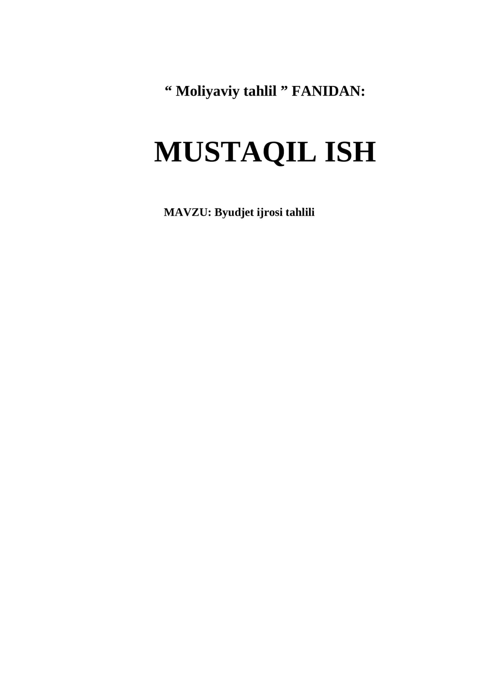 Byudjet ijrosi tahlili 1