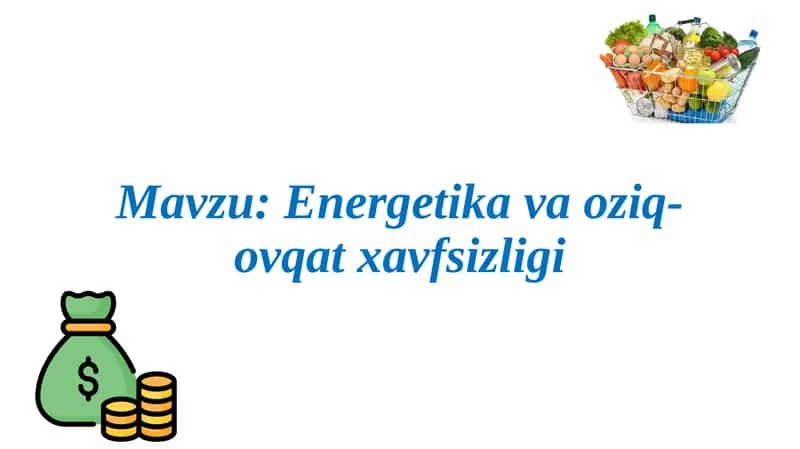 Energetika va oziq-ovqat xavfsizligi 1