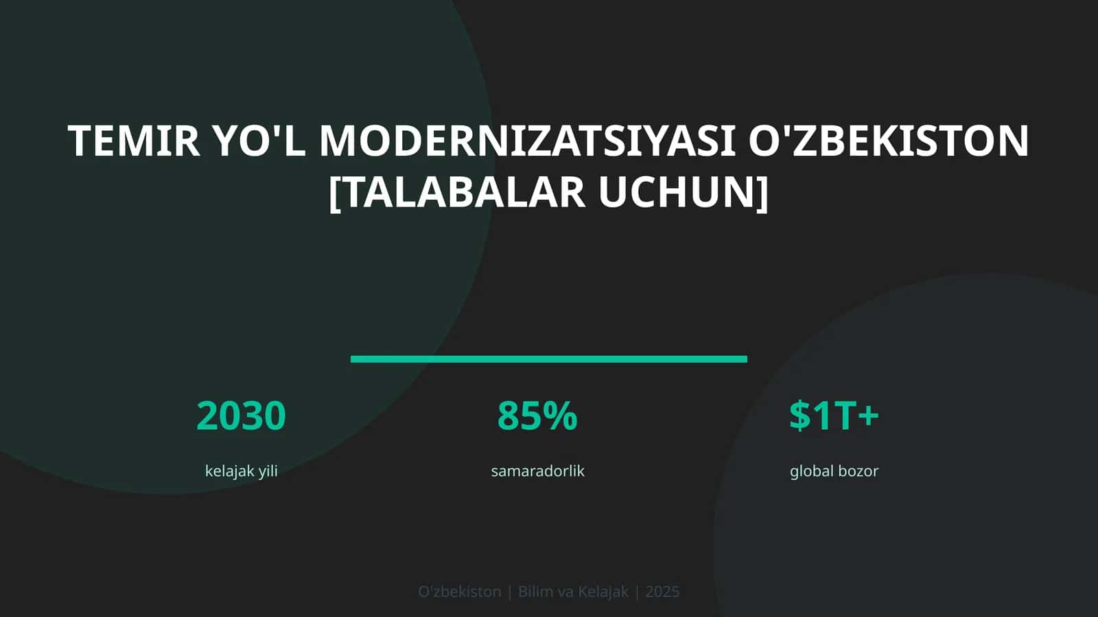 Temir yo'l modernizatsiyasi O'zbekiston [talabalar uchun] 1