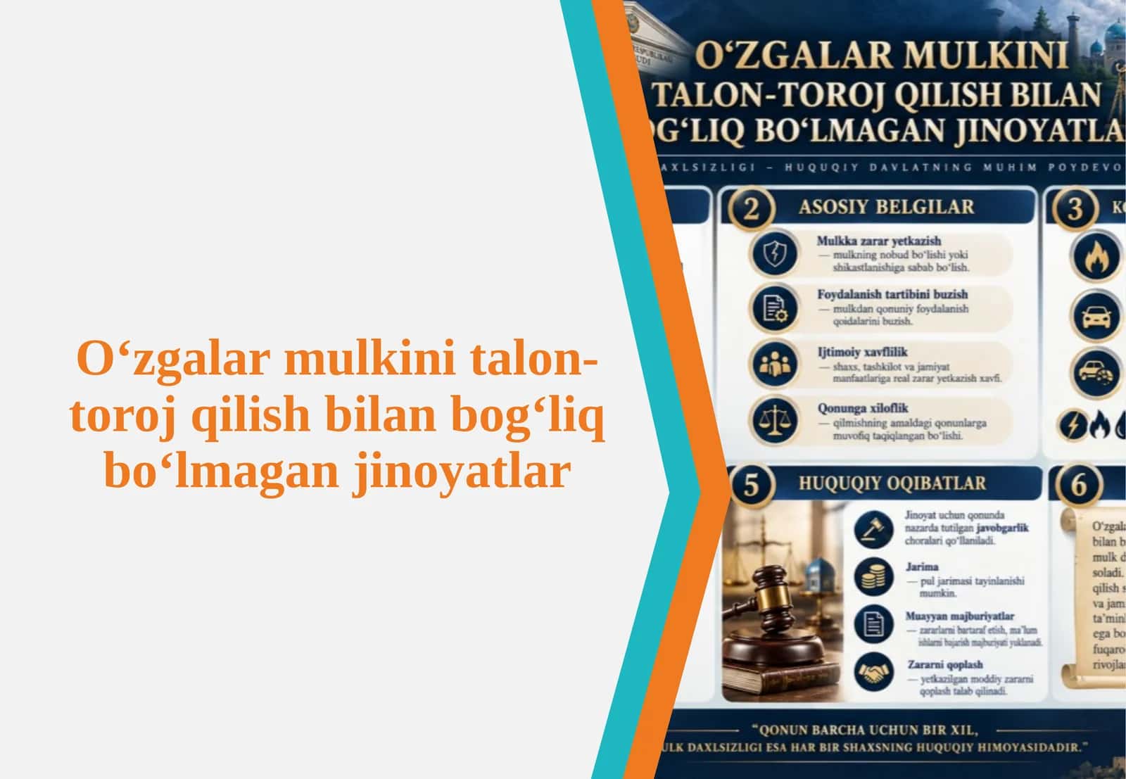Oʻzgalar mulkini talon-toroj qilish bilan bogʻliq boʻlmagan jinoyatlar 1