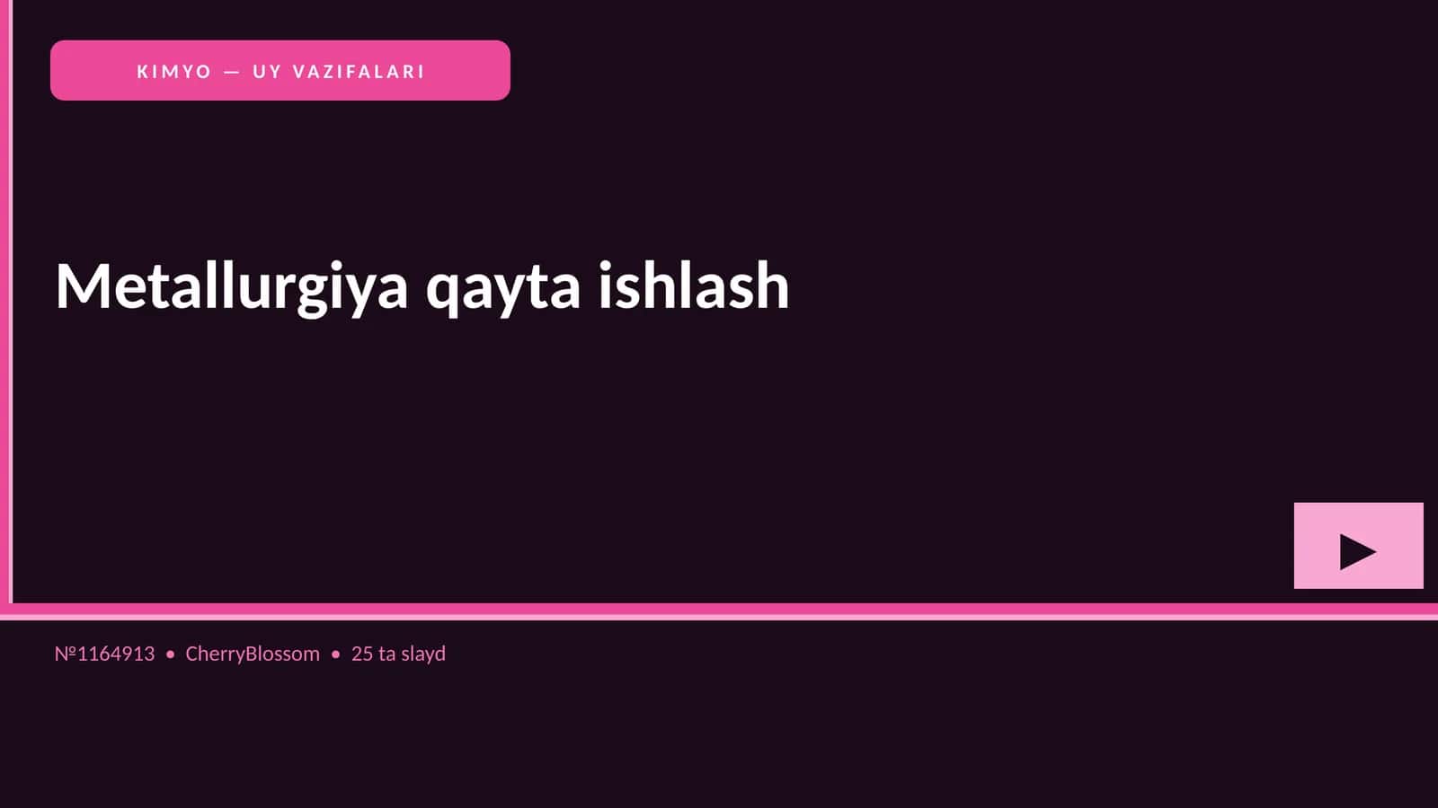KIMYO — UY VAZIFALARI 1