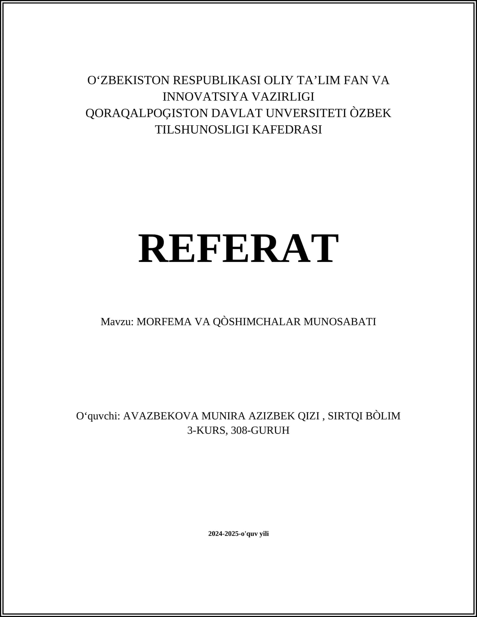 MORFEMA VA QÒSHIMCHALAR MUNOSABATI 1