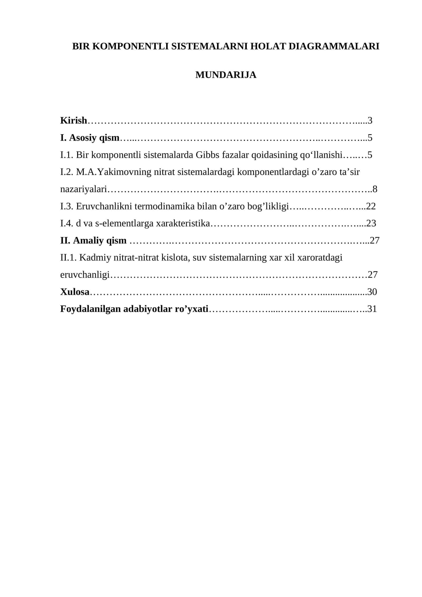 BIR KOMPONENTLI SISTEMALARNI HOLAT DIAGRAMMALARI 1