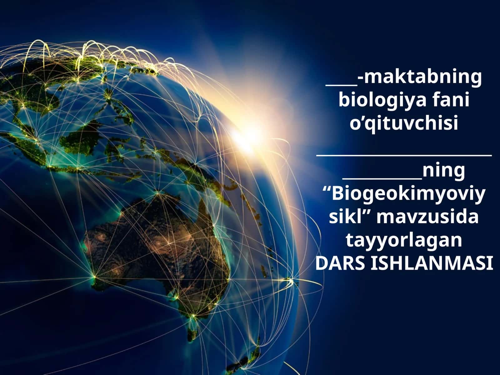 11-sinf Biologiya dars ishlanma. Biogeokimyoviy sikl 1