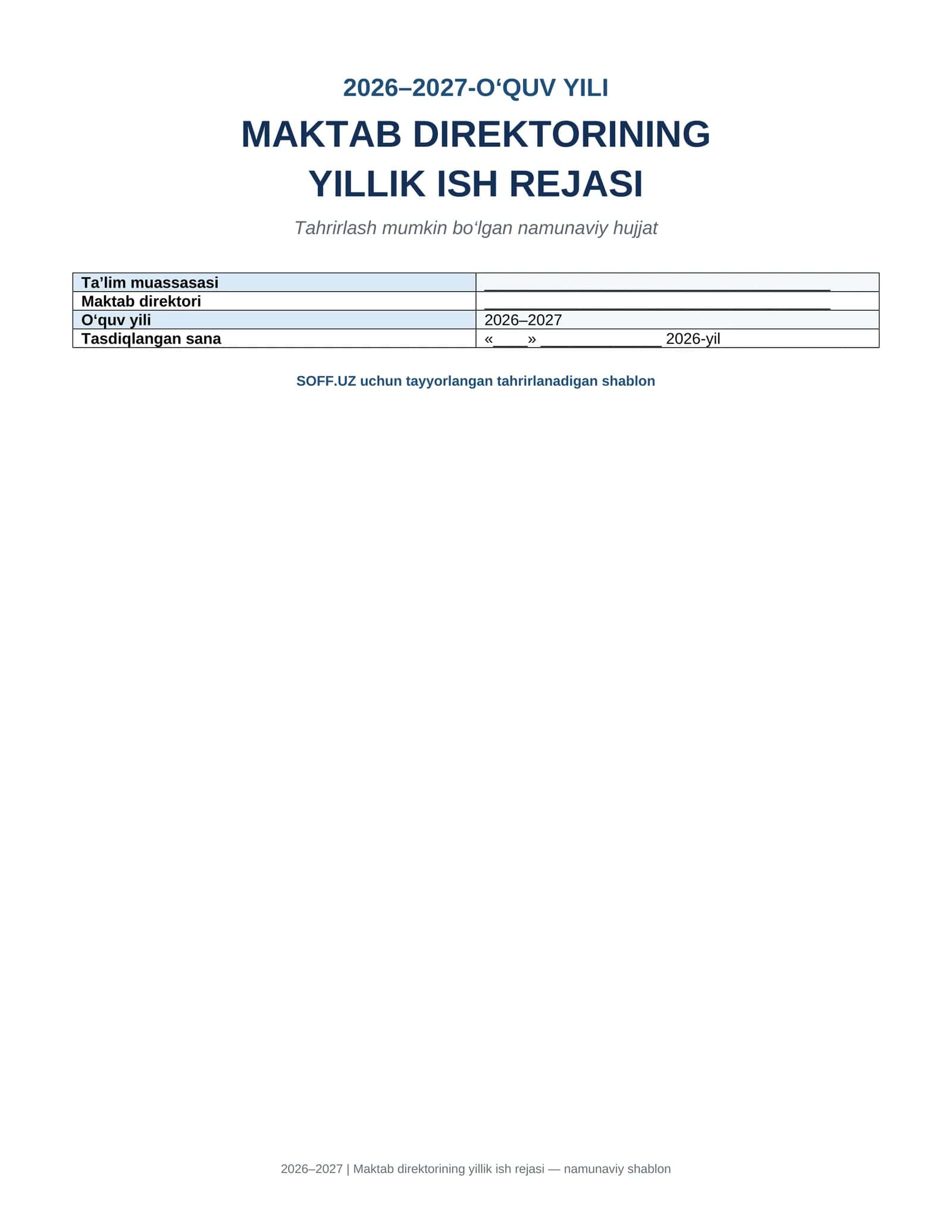 2026–2027-O‘QUV YILI UCHUN MAKTAB DIREKTORINING YILLIK ISH REJASI 1
