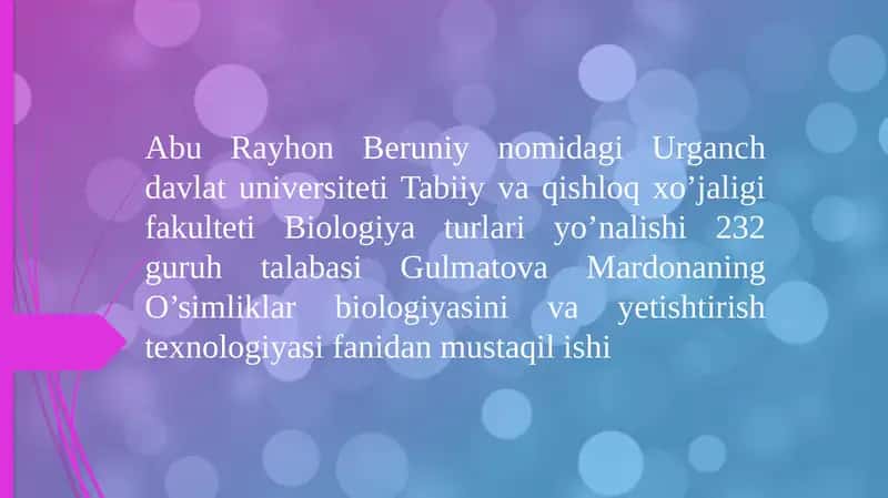 Moyli ekinlar morfologiyasi, biologiyasi va yetishtirish texnologiyasi 1