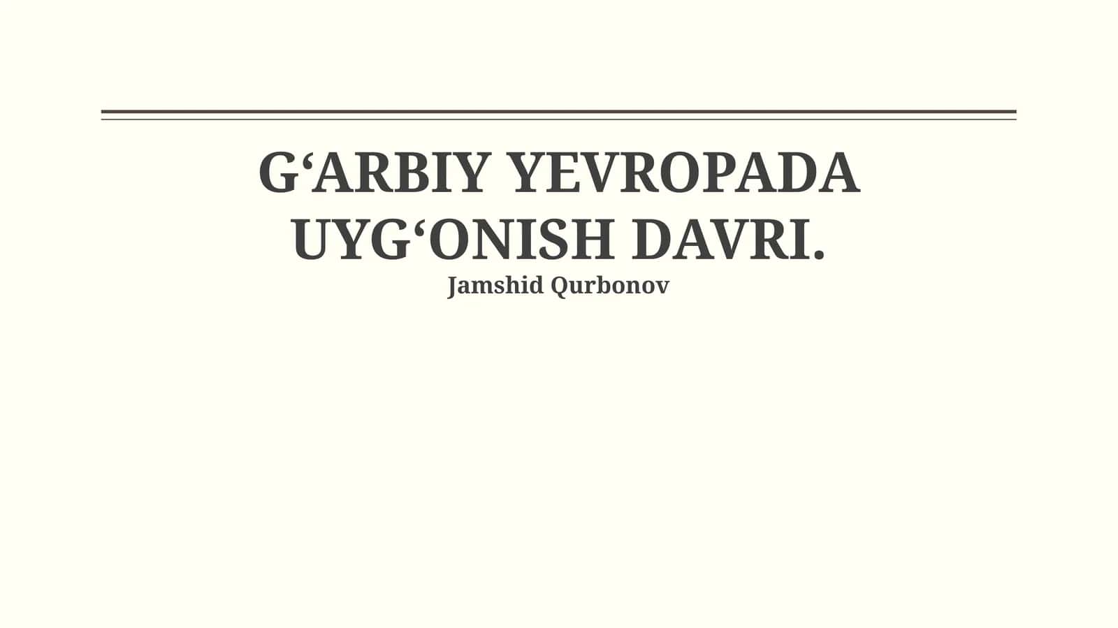 Uyg‘onish davri 1