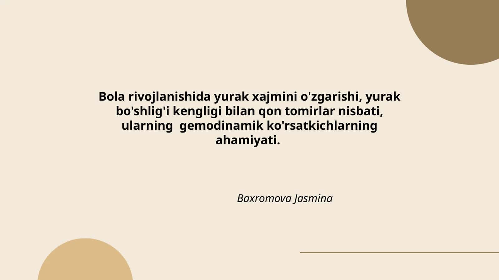 Bola rivojlanishida yurak xajmini o'zgarishi 1