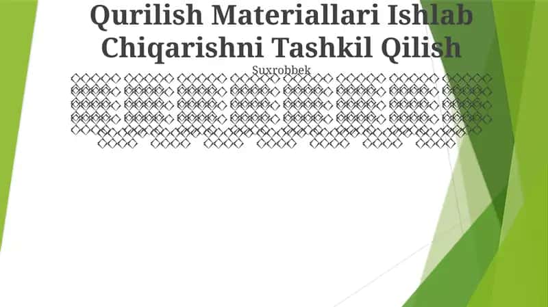 Qurilish Materiallari Ishlab Chiqarishni Tashkil Qilish 1