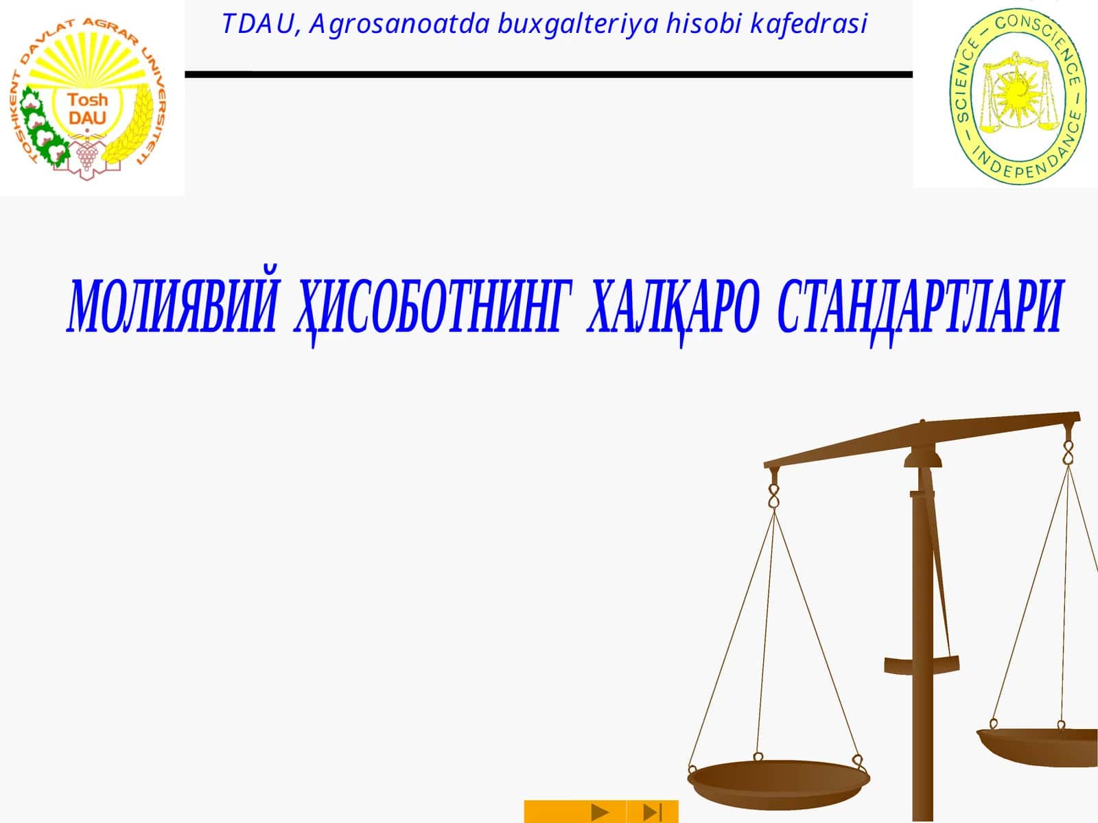 МОЛИЯВИЙ ҲИСОБОТНИНГ ХАЛҚАРО СТАНДАРТЛАРИ 1
