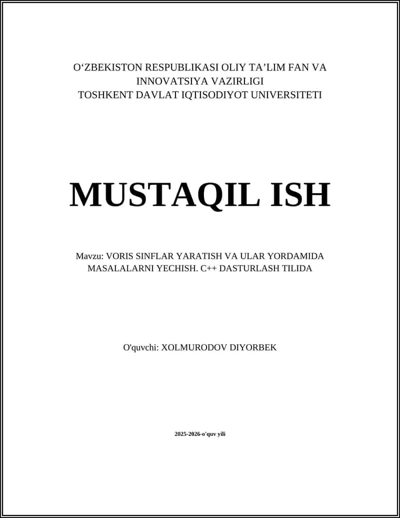Voris SINFLAR YARATISH VA ULAR YORDAMIDA MASALALARNI YECHISH 1