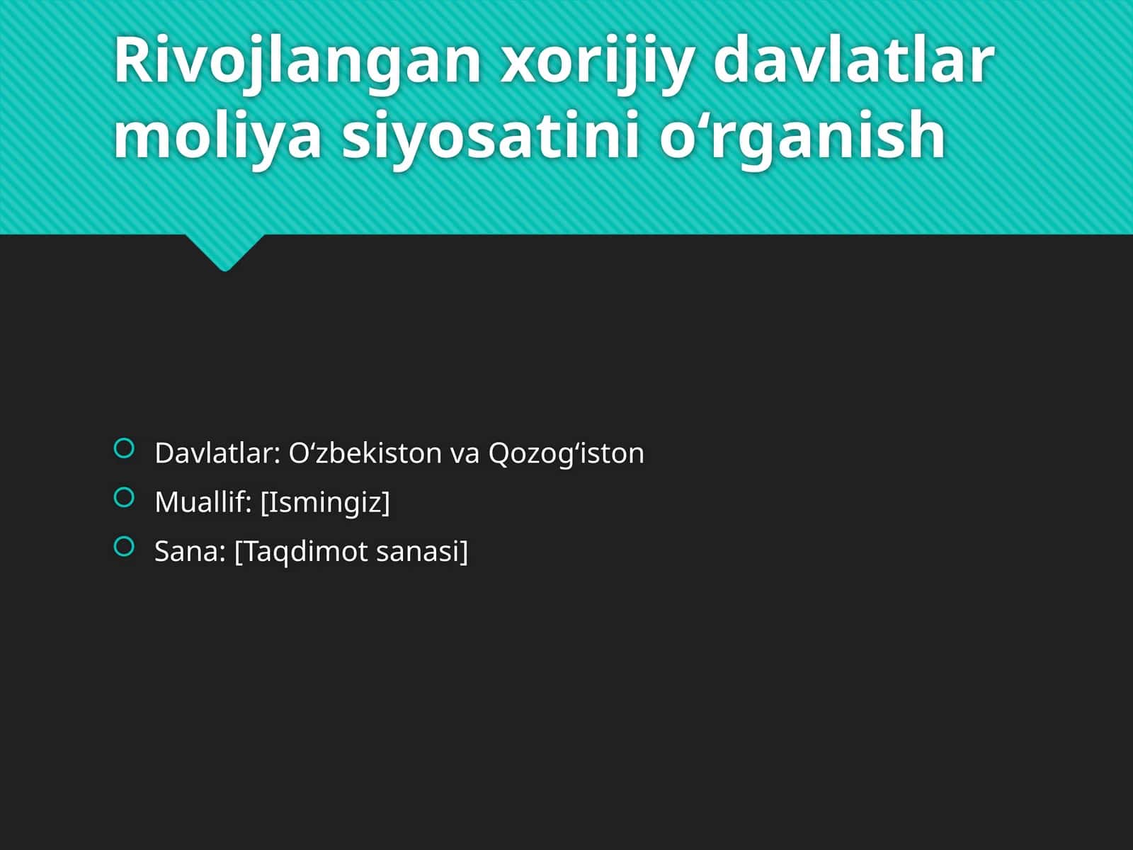 Rivojlangan xorijiy davlatlar moliyasiyosati ni organish 1