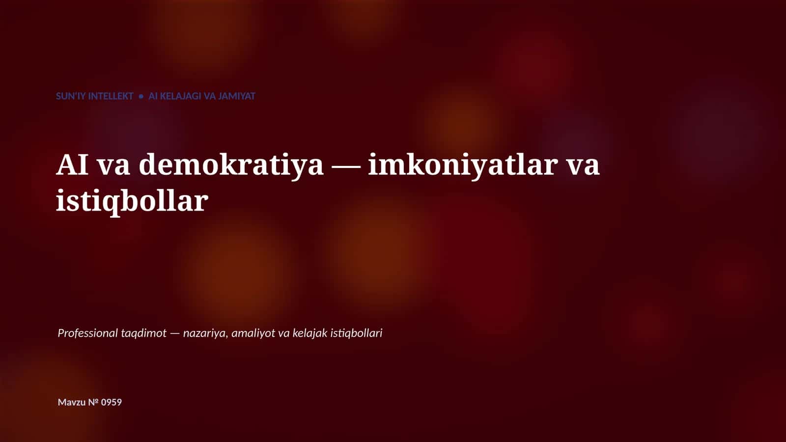 AI va demokratiya — imkoniyatlar va istiqbollar 1