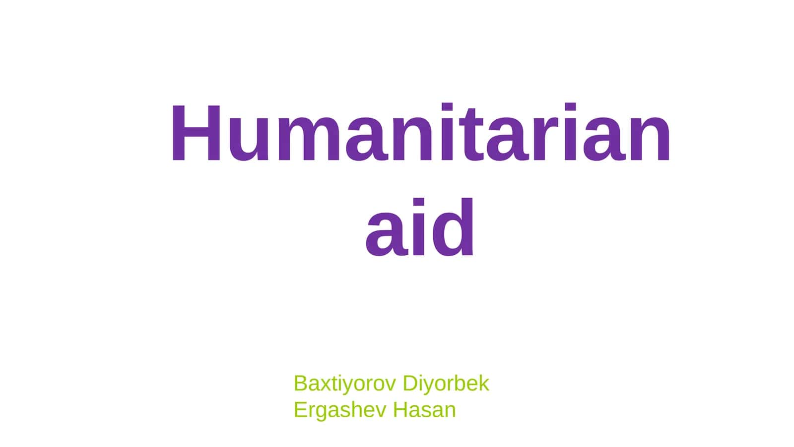 Humanitarian Aid: Saving Lives, Restoring Hope 1