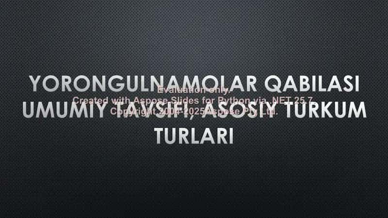Yorongulnamolar qabilasi umumiy tavsifi, asosiy turkum turlari 1