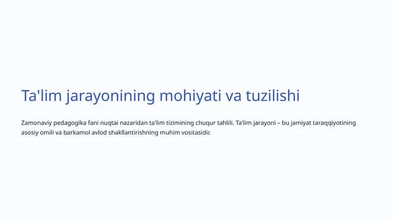 Ta'lim jarayonining mohiyati va tuzilishi 1