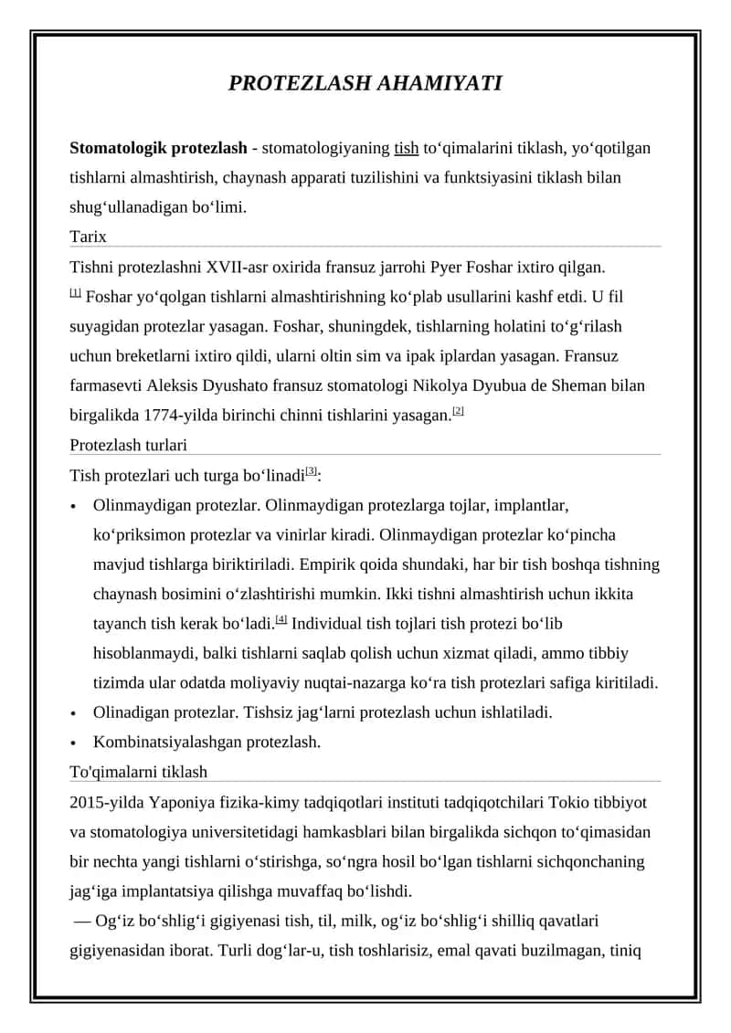 Protezlash Ahamiyati 1