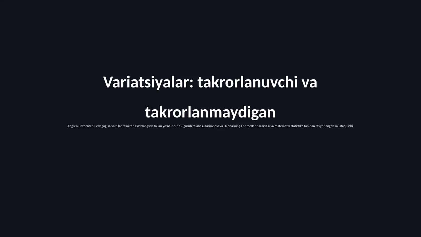 Variatsiyalar: takrorlanuvchi va takrorlanmaydigan 1