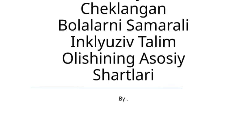 Samarali Inklyuziv Talim 1