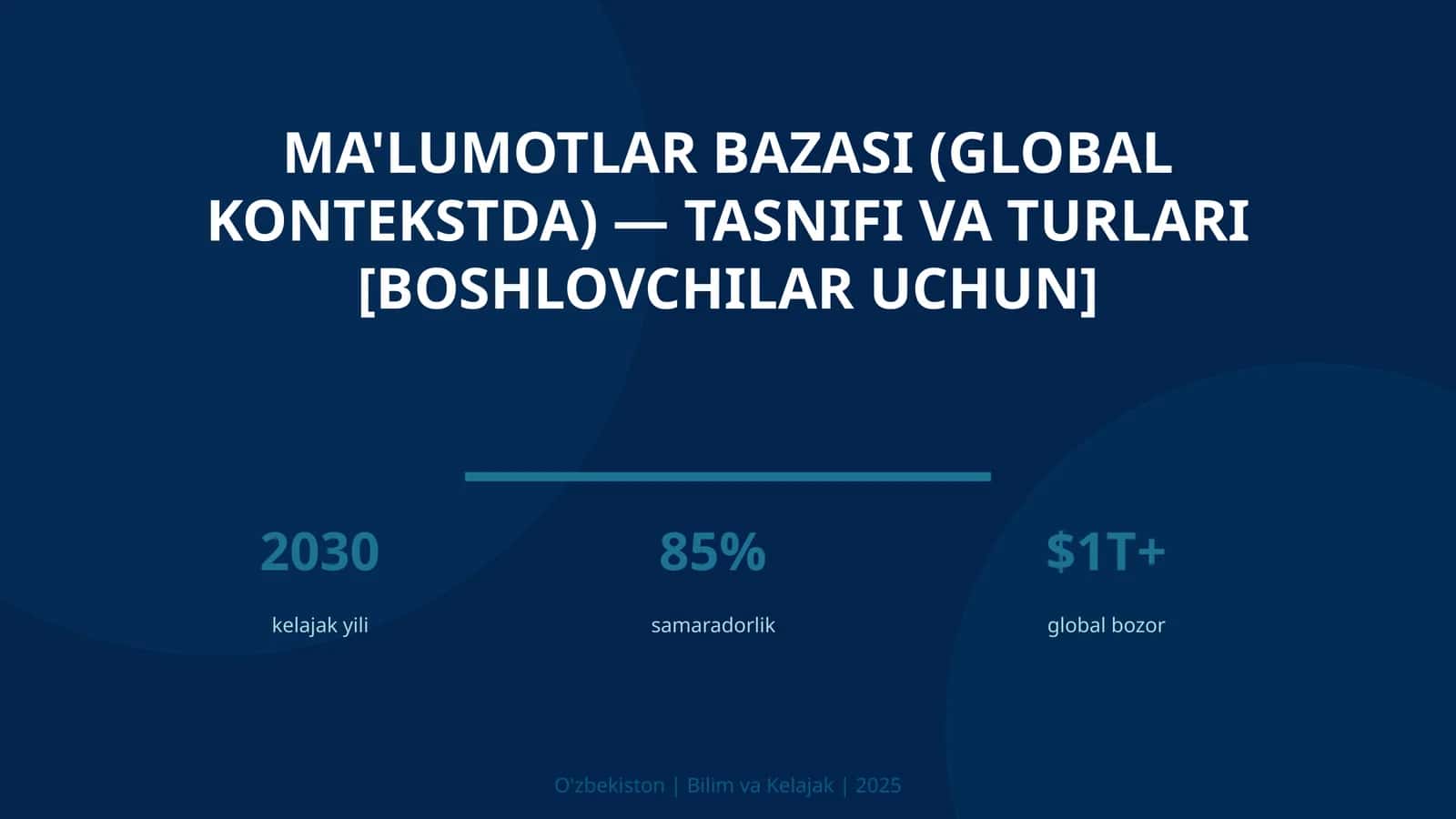 MA'LUMOTLAR BAZASI (GLOBAL KONTEKSTDA) — TASNIFI VA TURLARI [BOSHLOVCHILAR UCHUN] 1