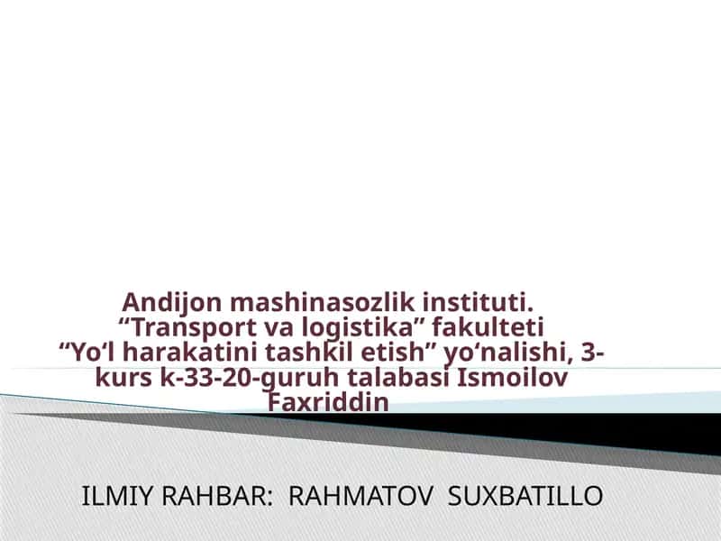Haydovchilarning tajribasini yo'ldagi transport hodisalariga ta'qilishinga o'rganish 1