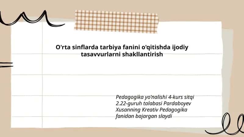 Pardaboyev Xusanning Kreativ Pedagogika fanidan bajargan slayd 1