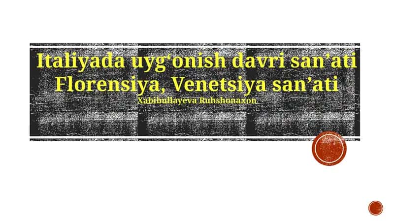 Florensiya Uyg'onish Davri San'ati 1