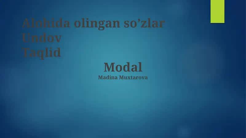 Ovoztaqlid So'zlari 1