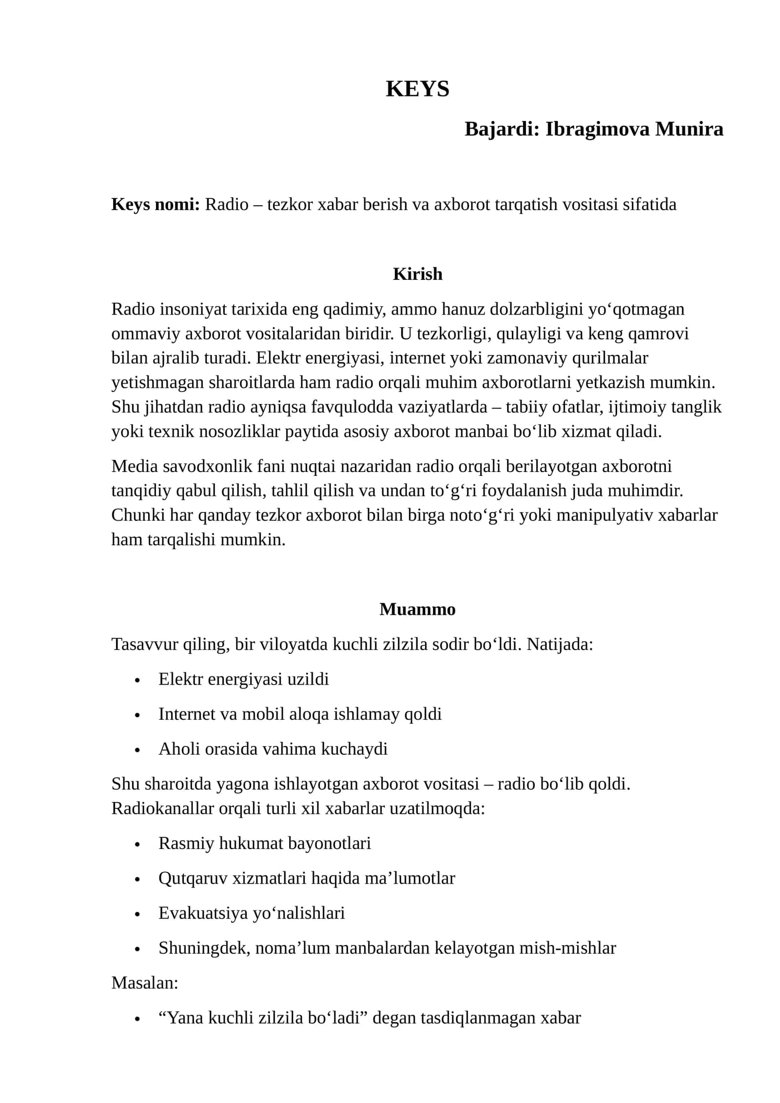 Radio – tezkor xabar berish va axborot tarqatish vositasi sifatida 1