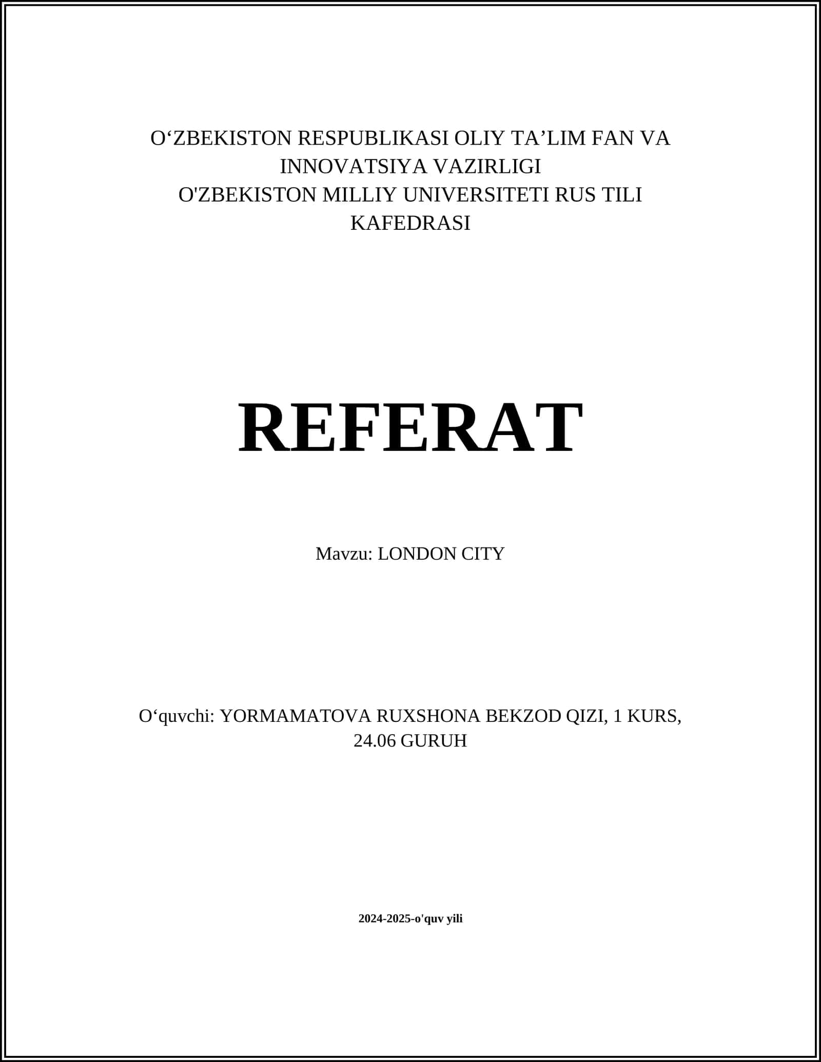 LONDON CITY 1