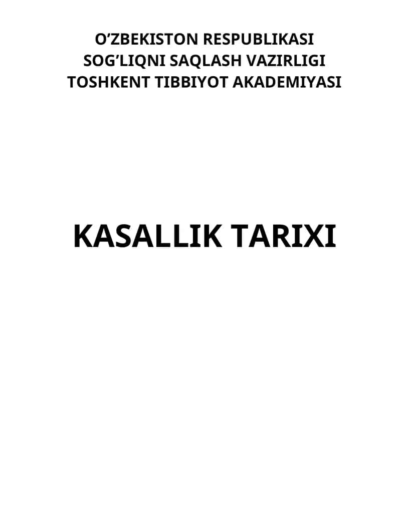 Kasallik Tarixi 1