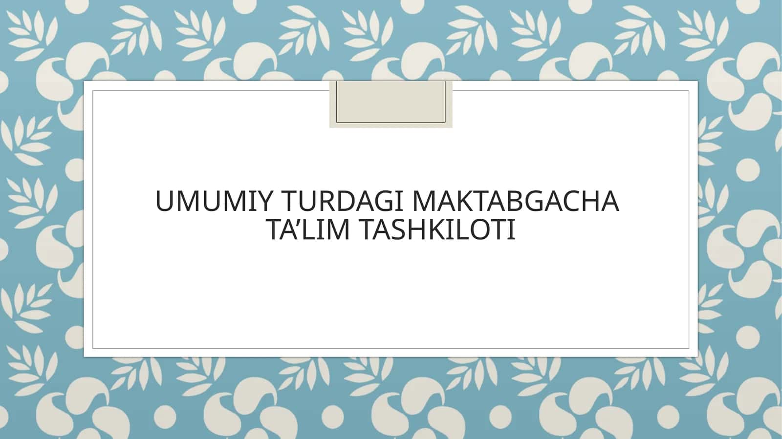 UMUMIY TURDAGI MAKTABGACHATA’LIM TASHKILOTI 1