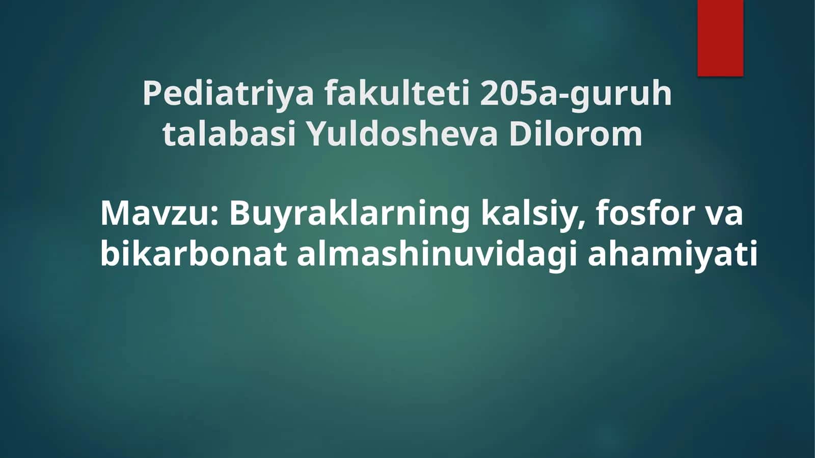 Buyraklarning kalsiy, fosfor va bikarbonat almashinuviga ahamiyati 1