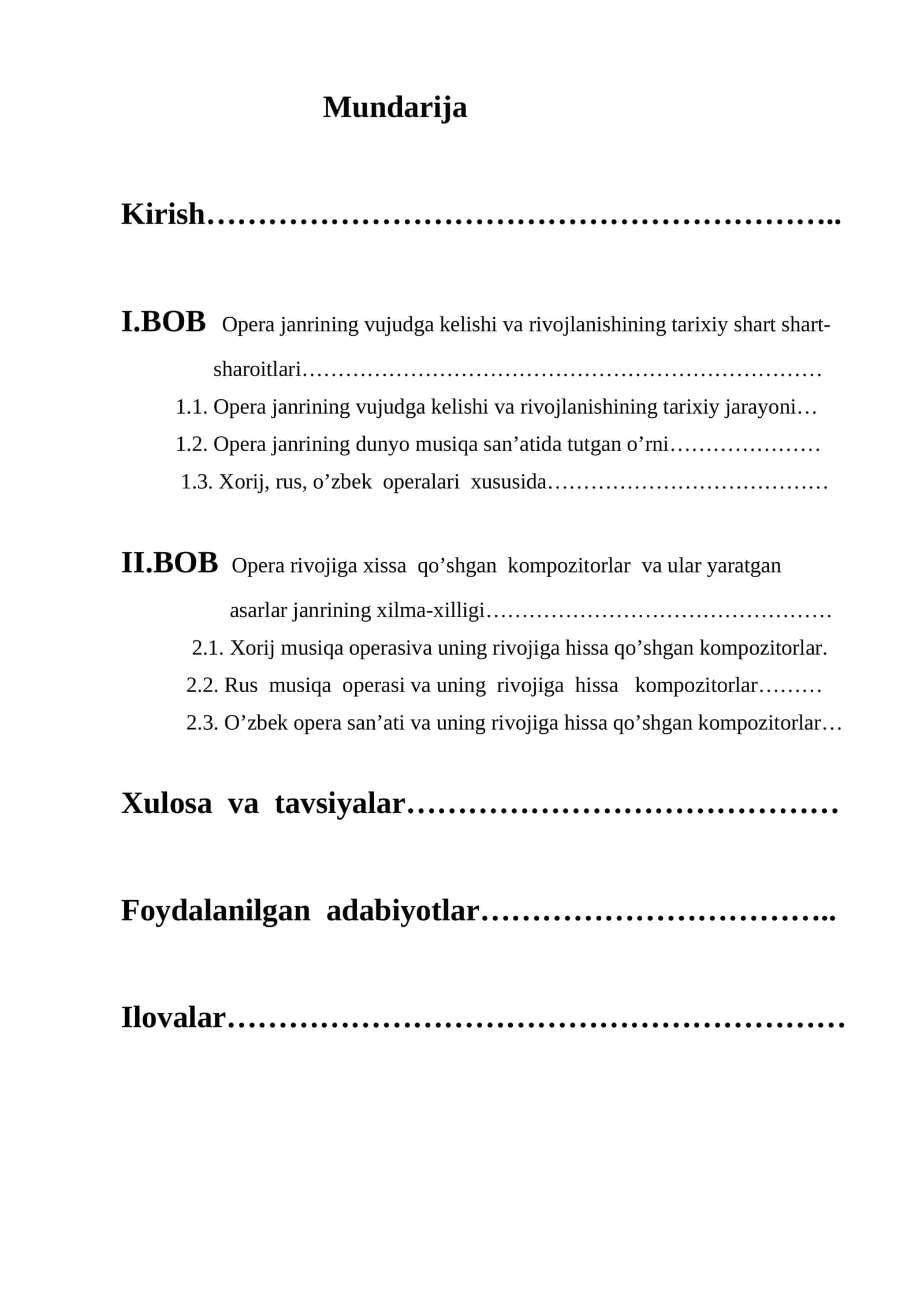Opera janrining vujudga kelishi va rivojlanishining tarixiy shart shart-sharoitlari 1