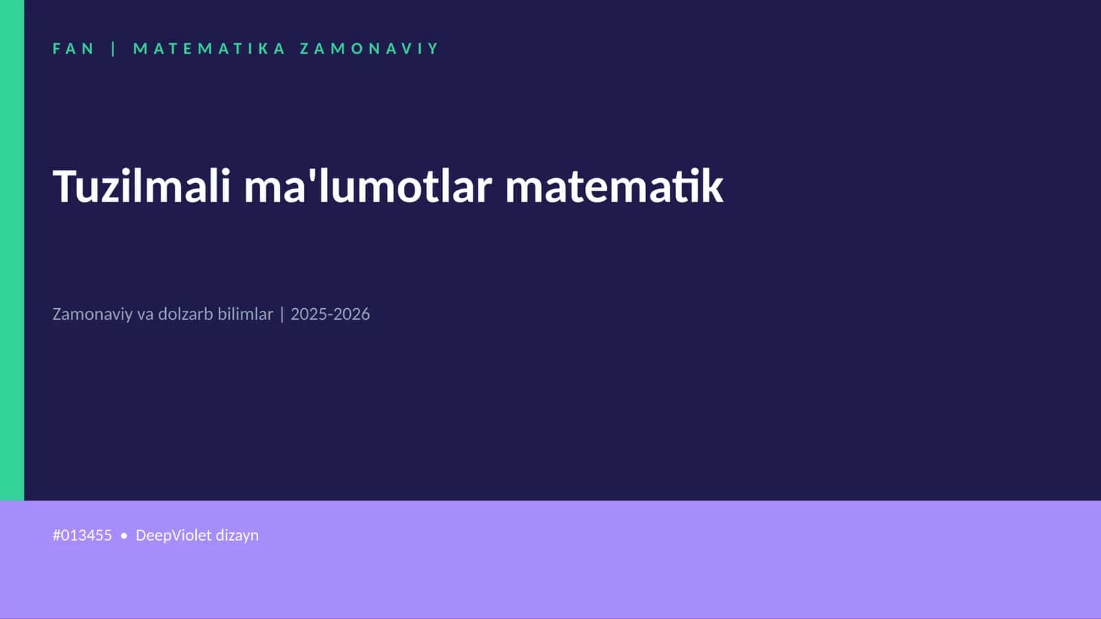 FAN | MATEMATIKA ZAMONAVIY 1