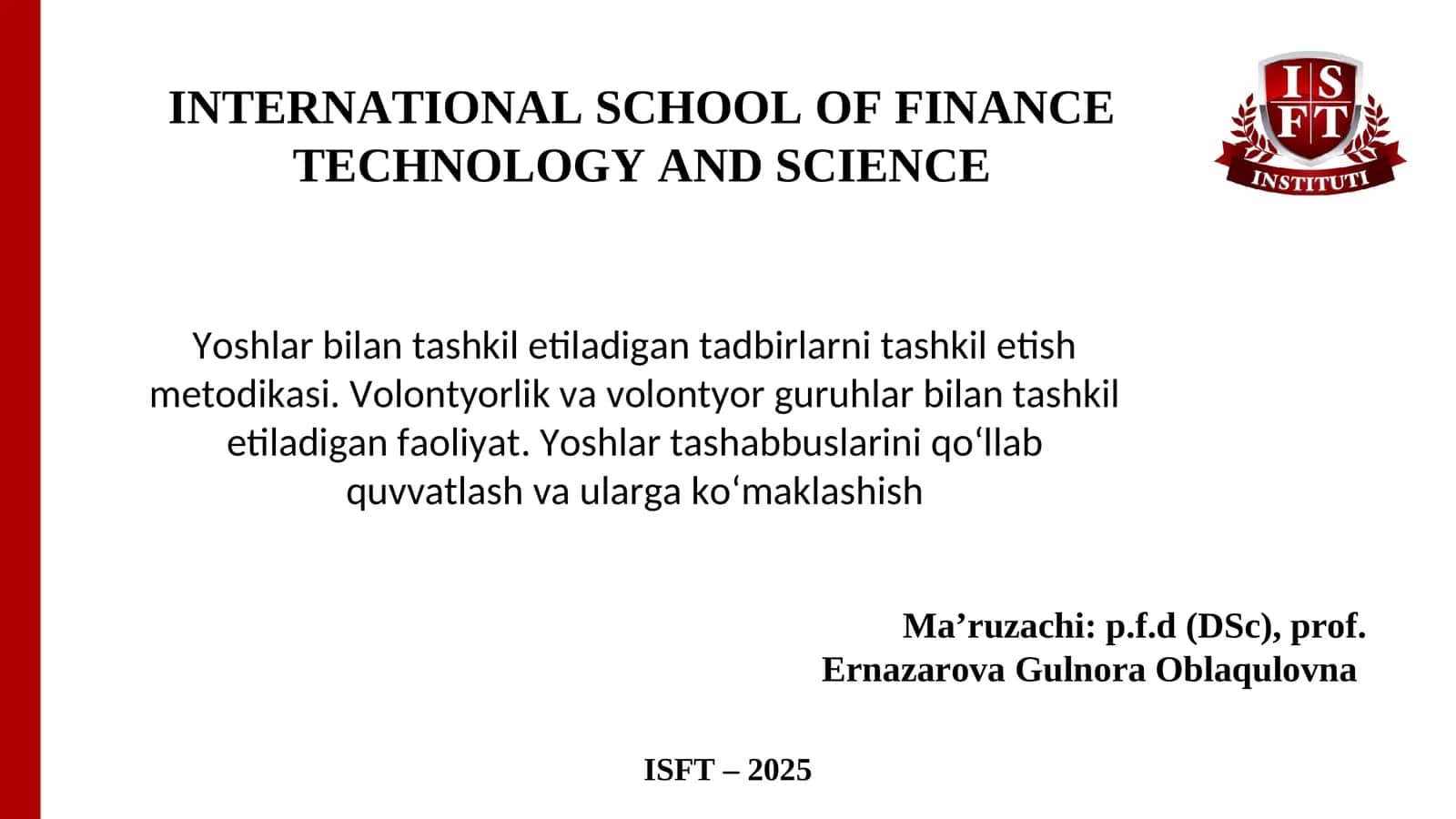 ISFT - 2025 1