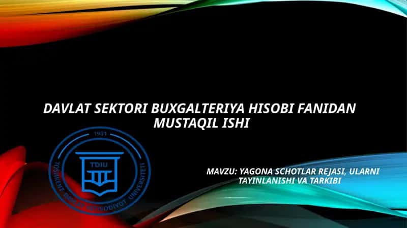 YAGONA SCHOTLAR REJASI, ULARNI TAYINLANISHI VA TARKIBI 1
