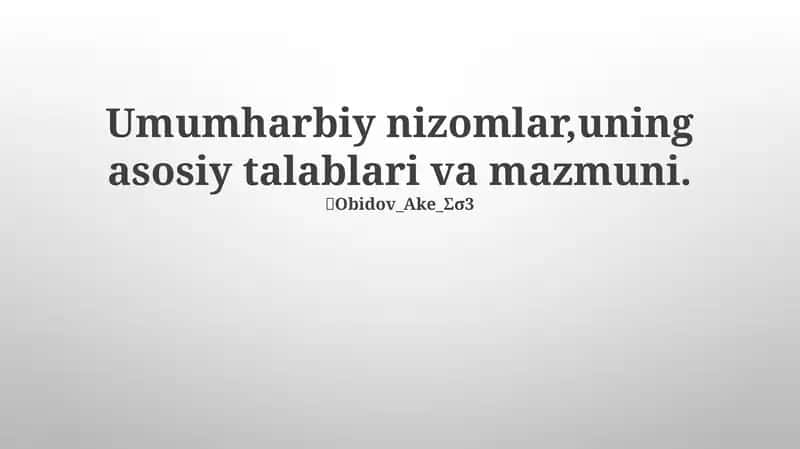 Harbiy Nizomlar 1