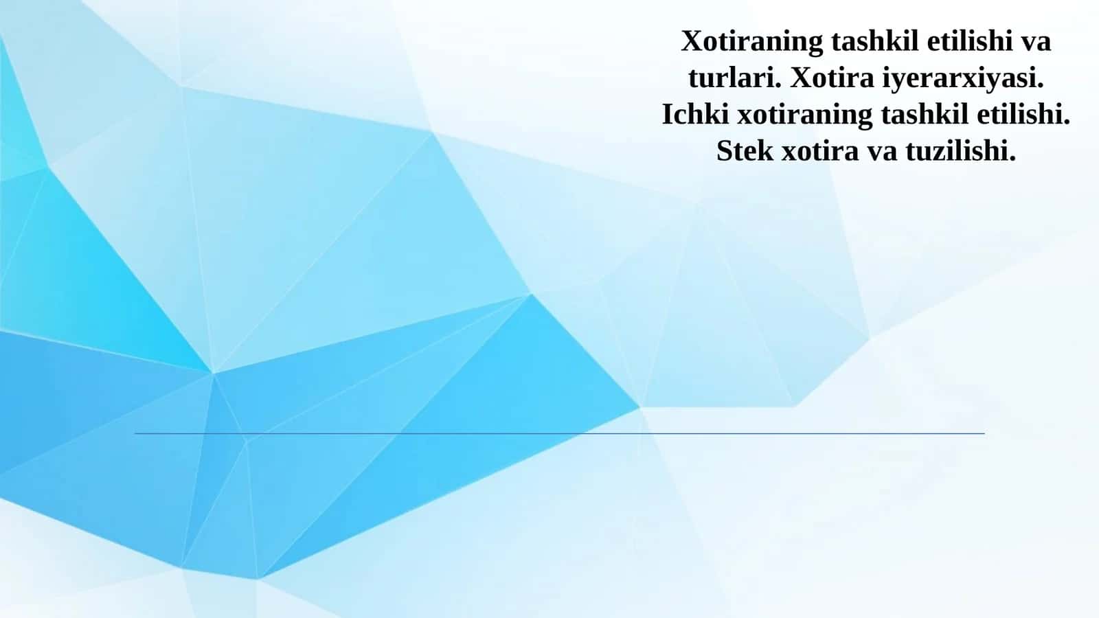 Xotiraning tashkil etilishi va turlari 1