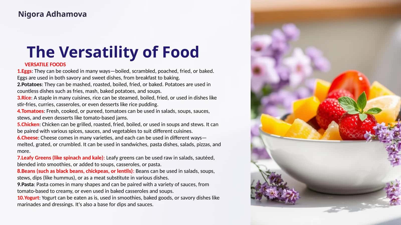 The Versatility of Food 1