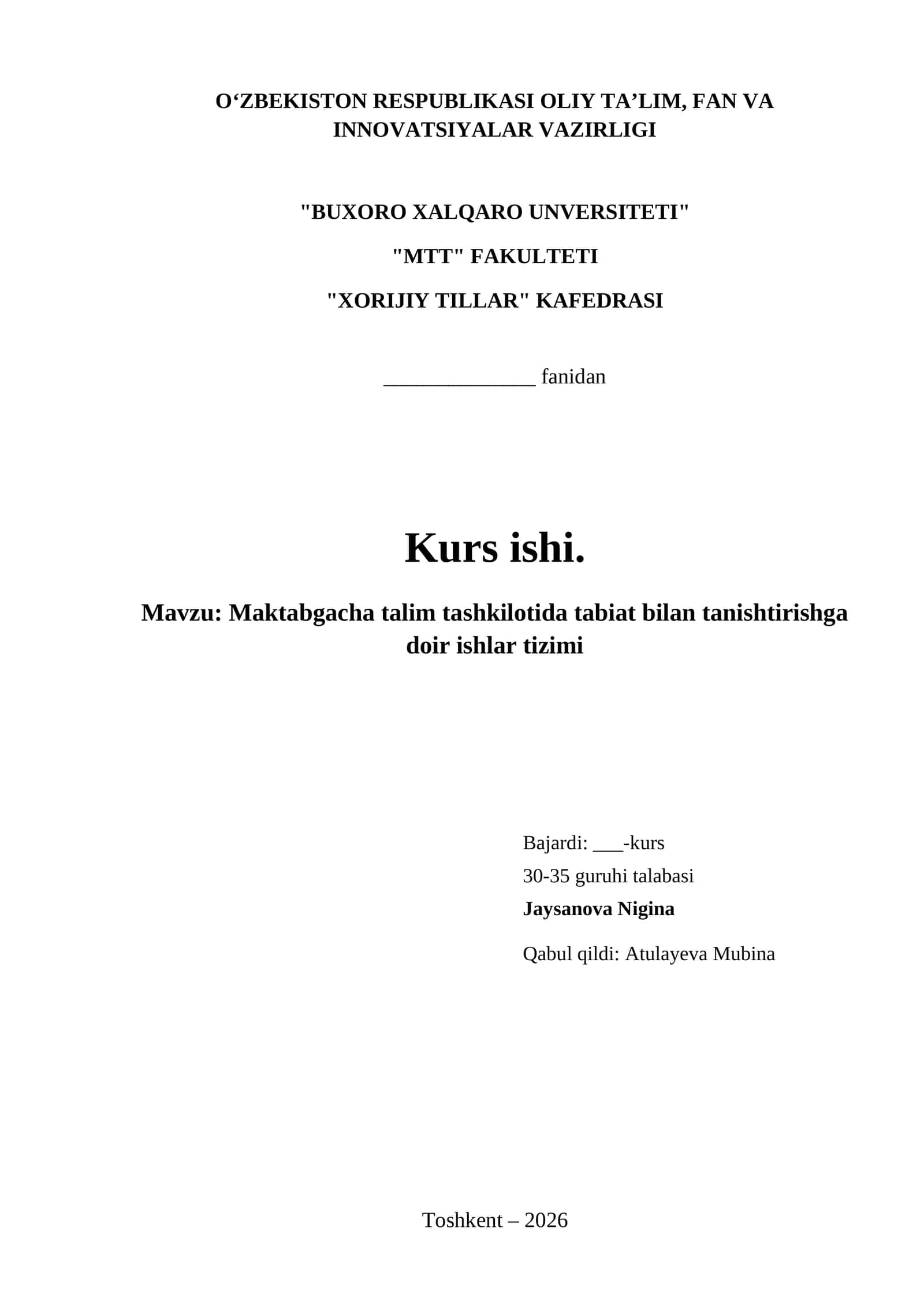 Maktabgacha talim tashkilotida tabiat bilan tanishtirishga doir ishlar tizimi 1