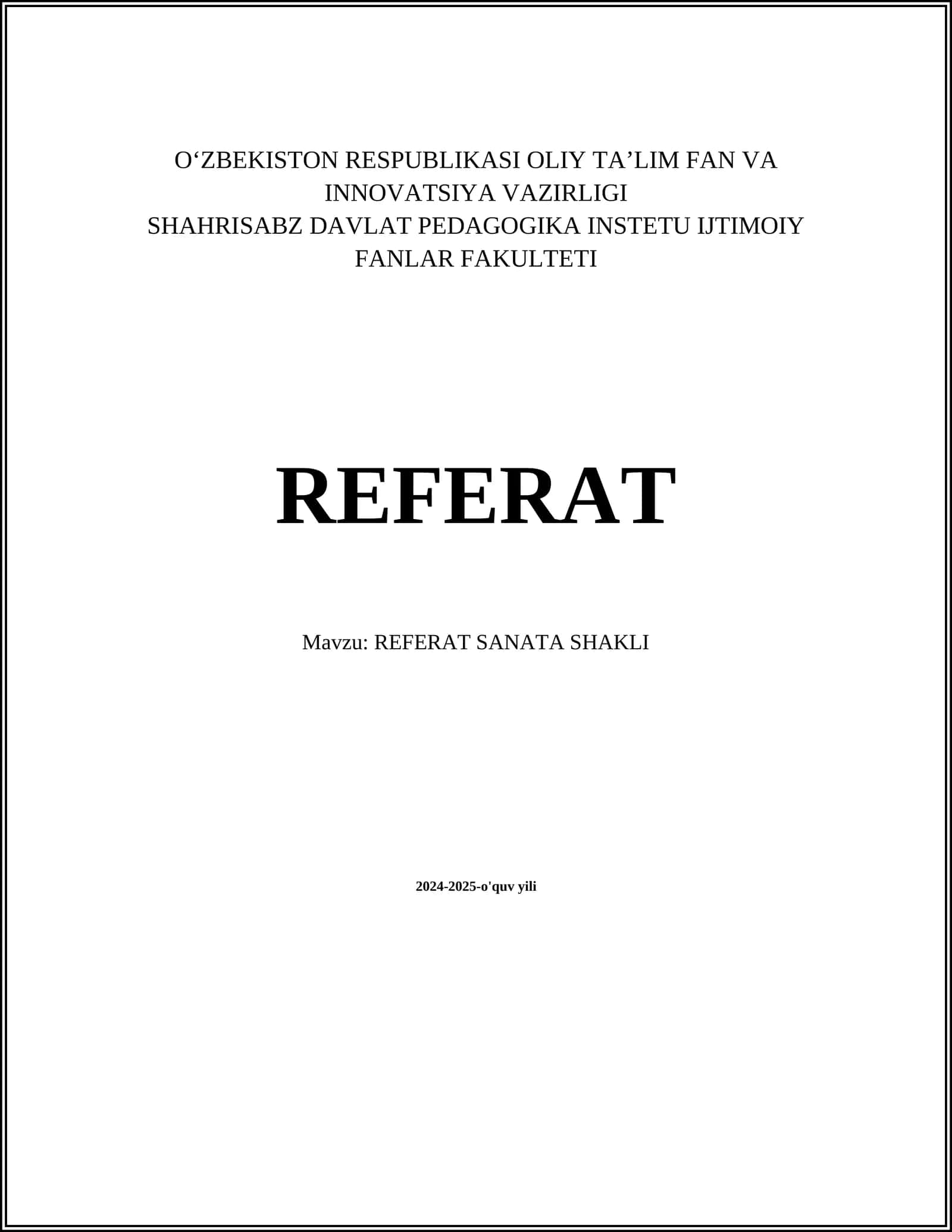 REFERAT SANATA SHAKLI 1
