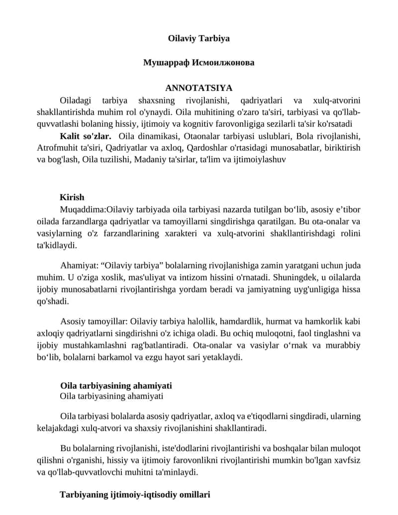 Oilaviy Tarbiya 1