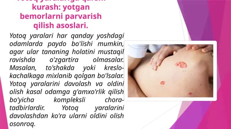 Yotoqyaralarigaqarshikurash:yotganbemorlarniparvarishqilishasoslari 1