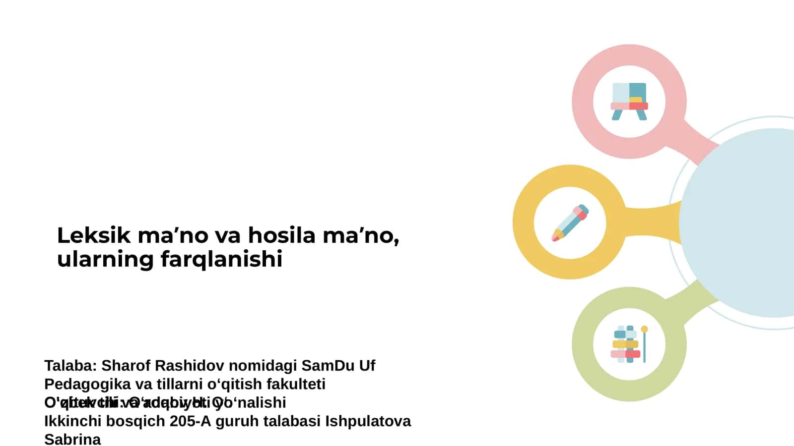 Leksik maʼno va hosila maʼno, ularning farqlanishi 1