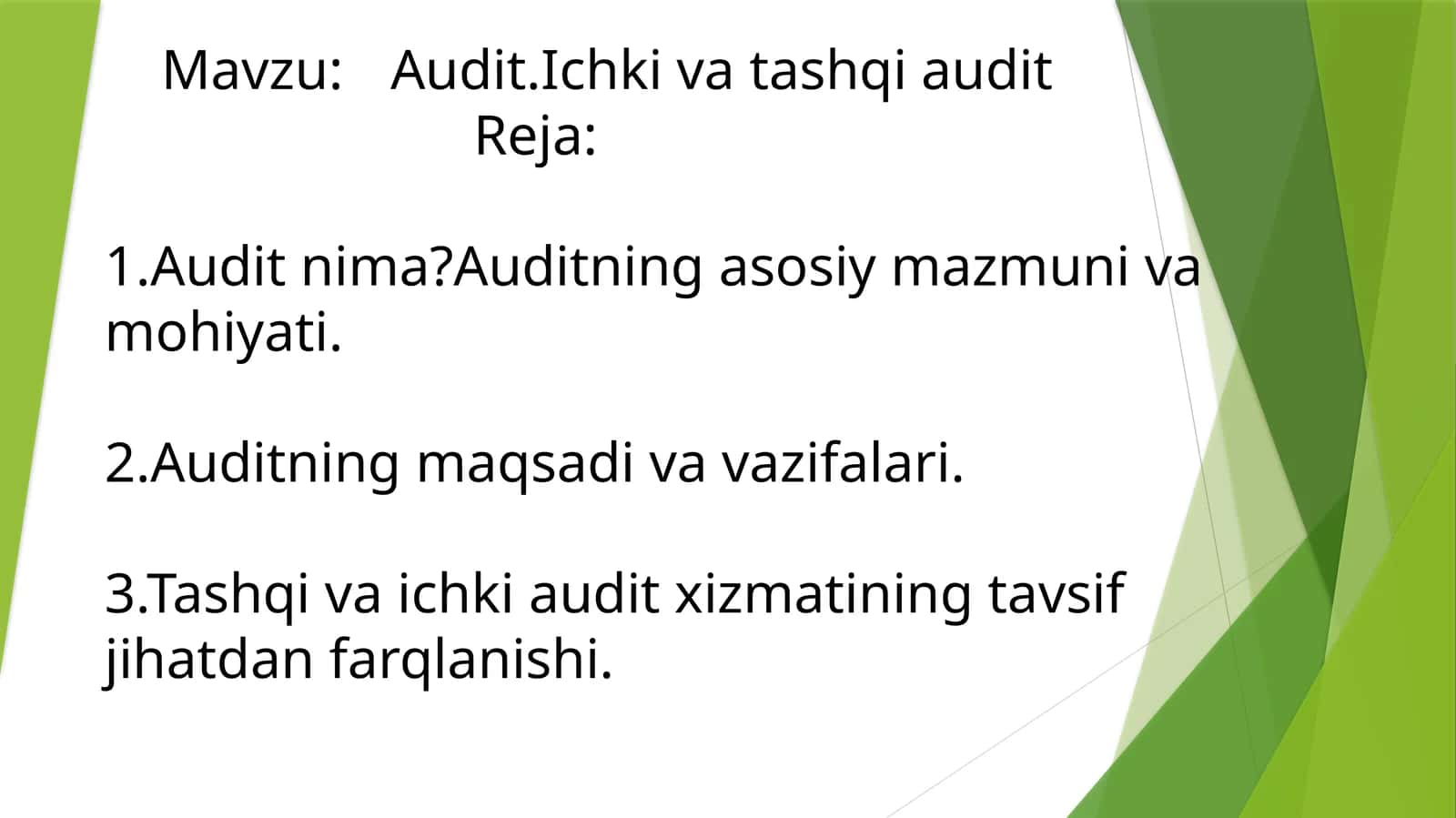 Audit. Ichki va tashqi audit 1