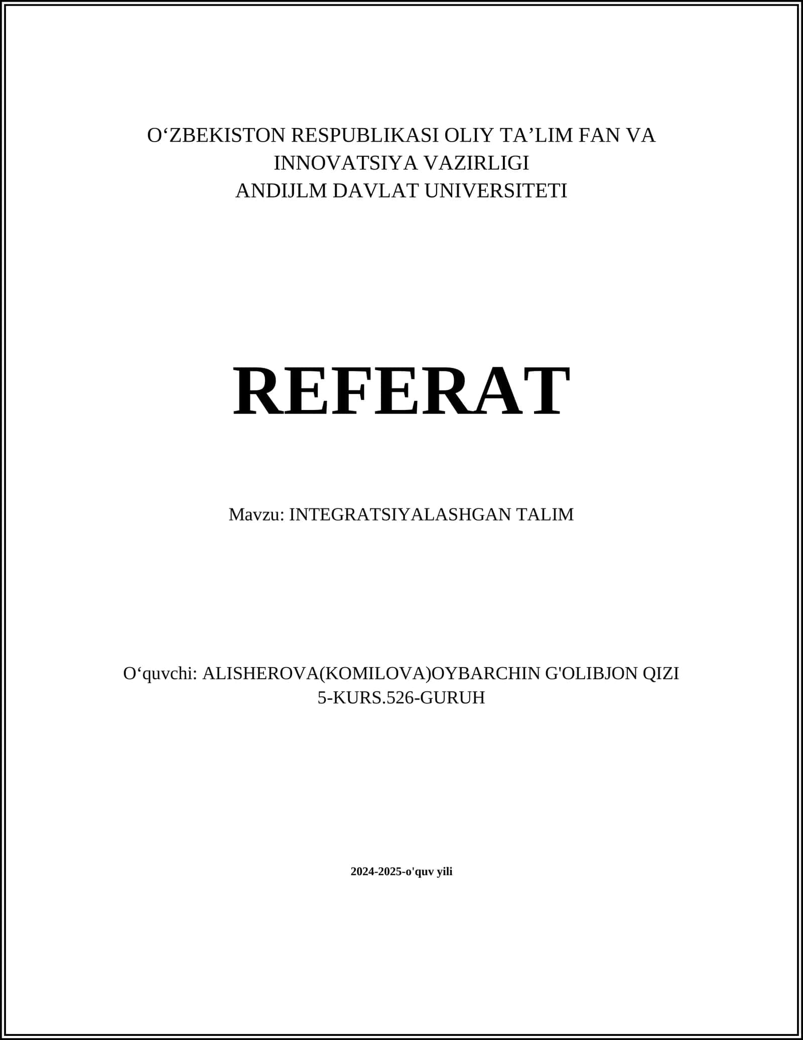 INTEGRATSIYALASHGAN TALIM 1