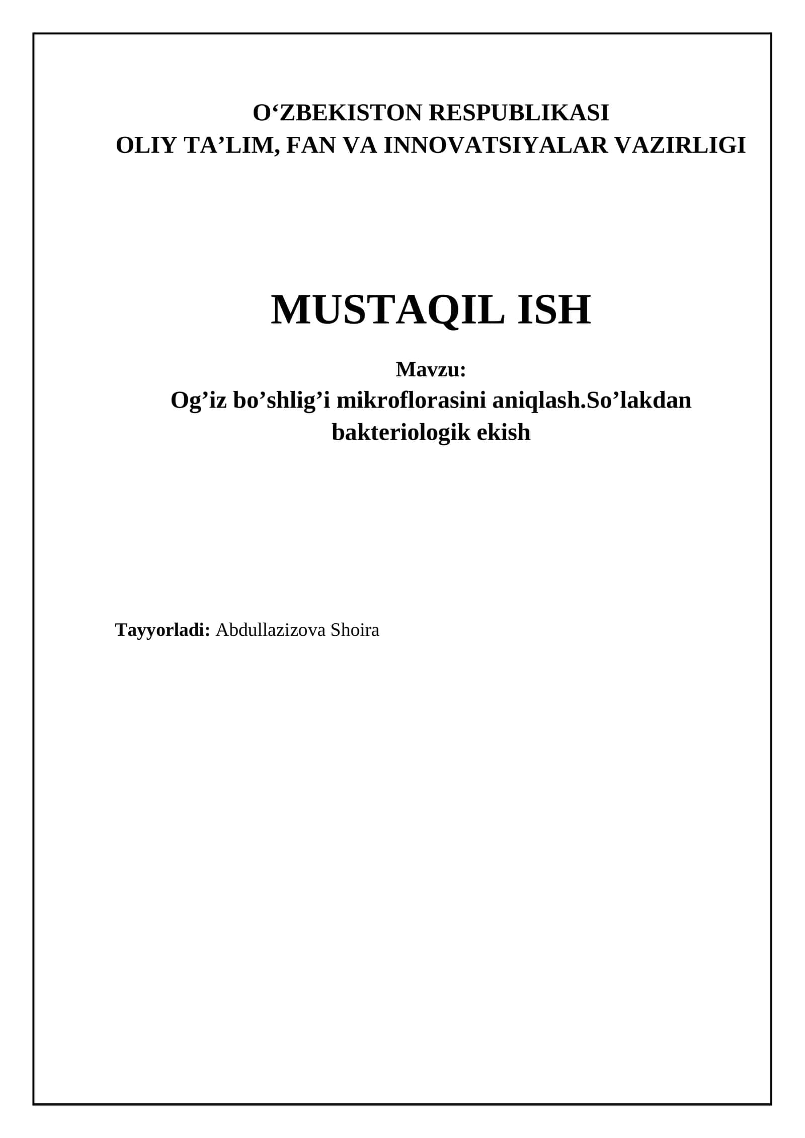 Og'iz bo'shlig'i mikroflorasini aniqlash: Bakteriologik inokulyatsiya usullari 1